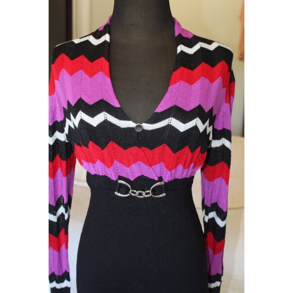 VTG Cache Chevron Blouse Size Medium Long Sleeves Top Zig Zag Y2K 90'S As Is - Picture 5 of 7